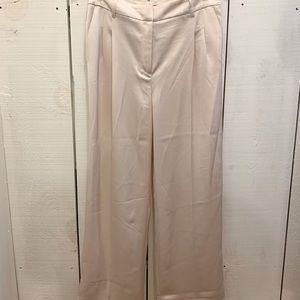 Cream satin wide leg pants